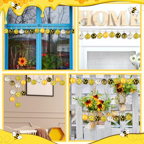 Vivid Bee Ornament Set - 24 Hanging Decorations for Tree, Party, Holiday