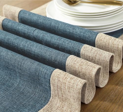 Blue Rustic Table Runner with Fringe 15 x 108 Inches - Handmade Home Decor Variation