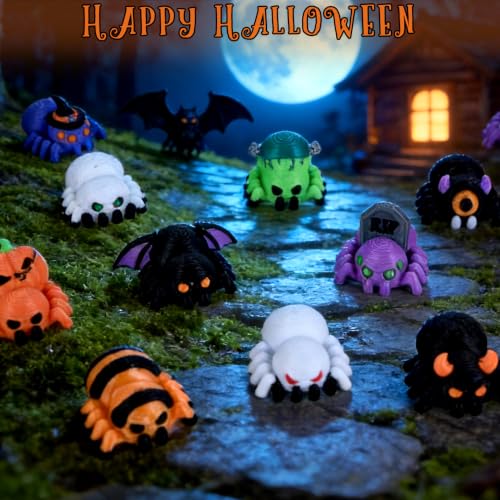 Halloween Spider Figurines Set - 15 Mini Spooky Decorations for Seasonal Decor