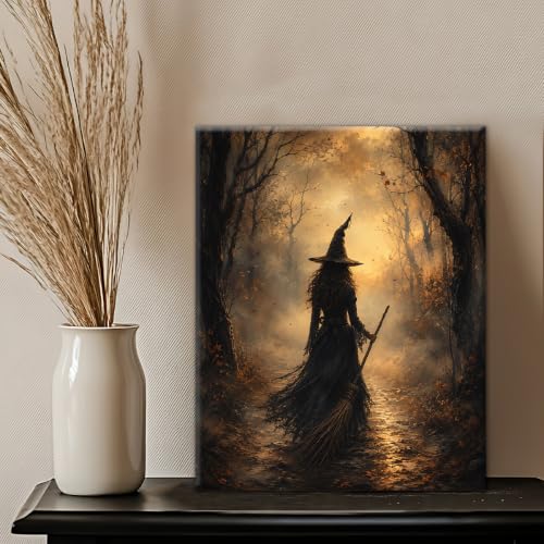Halloween Witch Canvas Wall Art - Dark Forest Witch Wall Decor - Variation of THIS listing