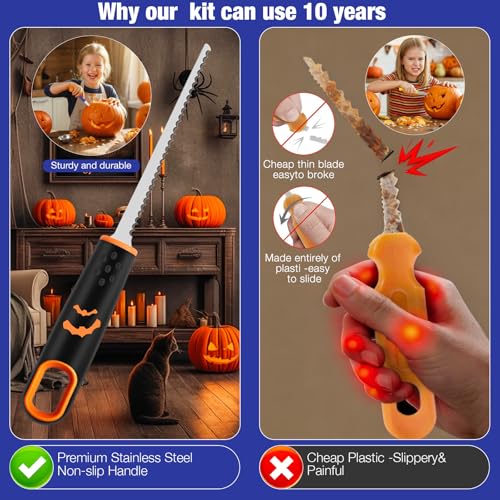 Pumpkin Carving Tools with Stencils 5PCS Halloween Pumpkin Carving Kit - Black / 15