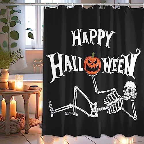 Halloween Skull Shower Curtain - 72x72 Inch Waterproof Fabric with Hooks - Variation 03