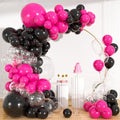 Pink and Black Balloon Garland Kit with Variations - Black Hot Pink Clear 113pcs
