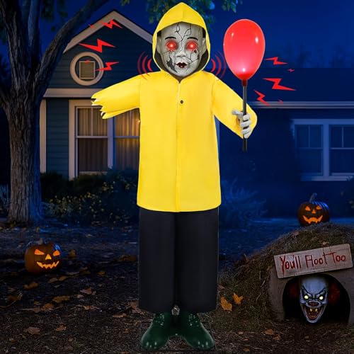 4FT Life Size Creepy Zombie Boy Halloween Animatronic Prop - Outdoor Indoor Decoration