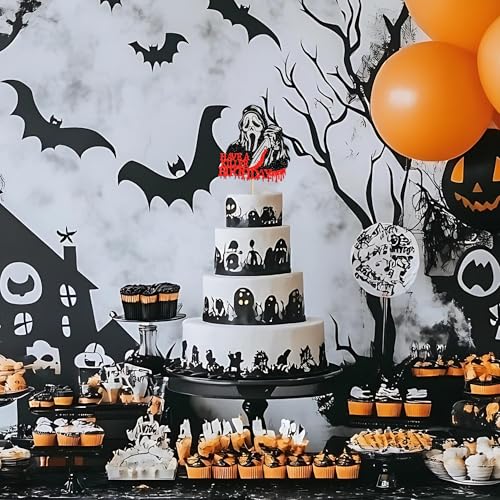 Horror Movie Cake Topper - Killer Birthday Theme Decor, Design 3