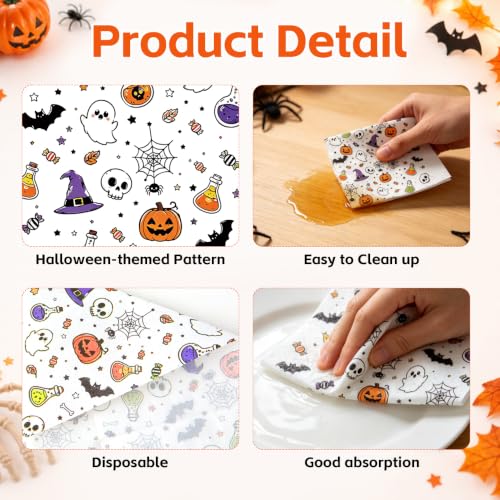 Multicolored Halloween Disposable Napkins - 50 Pack Festive Party Supplies