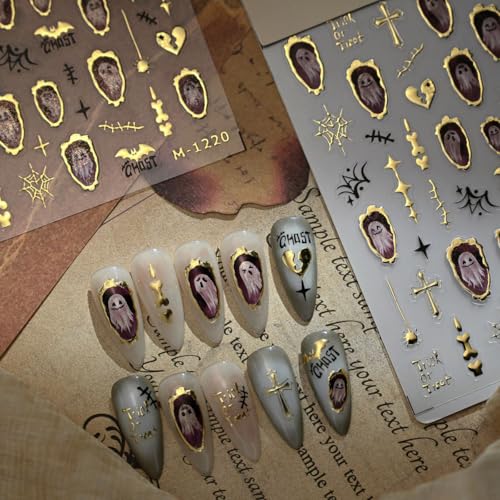 Halloween Nail Art Stickers Ghost 5D Embossed Nail Decals - Style-4