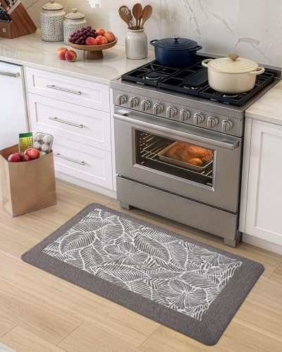 LUMI Anti Fatigue Kitchen Mat - Leaf Brown 40" x 20" Extra Thick Cushioned