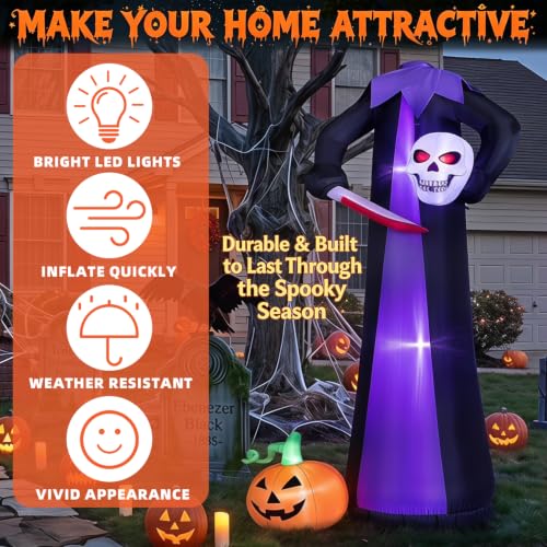 10FT Headless Skeleton Halloween Inflatable Outdoor Yard Decor - Purple Skeleton Variation