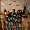 Ghost Halloween Table Runner 29x120 Inch Black Tulle Party Linen - 1 Pack