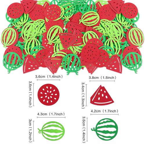 Watermelon Confetti - 200Pcs Double-Sided Green and Red Paper Table Decor for Summer Parties - Watermelon Variation