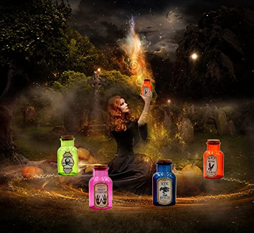 Halloween Potion Glass Bottle Set - Reusable Apothecary Decor with Labels & Stickers