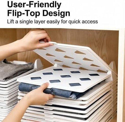 Skiennix 5-Piece Clothing Organizer - Stackable Storage with Flip-Top Lid | Space-Saving Design for Shirts & T-Shirts