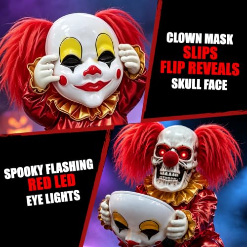 Animatronic Face Ripping Clown Decoration for Haunted House Halloween Scare