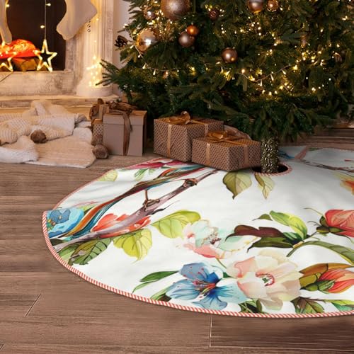 36-Inch Velcro Christmas Tree Skirt with Holiday Patterns - Large Tree Mat for Xmas, Halloween, Thanksgiving, New Year Decorations