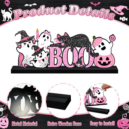 Halloween Pink Table Decorations Centerpiece - Pink Ghosts Metal Sign