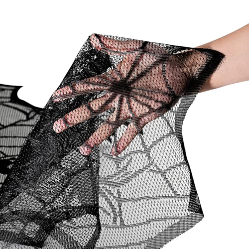 Halloween Table Runners Black Pumpkin Web Lace 18x72 Inch 2 Pack - Spider Web Design
