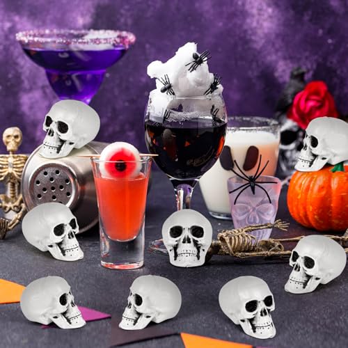 Halloween Skeleton Heads Set - Mini Plastic Skull Props for Haunted House & Party Decorations