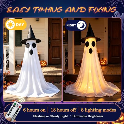 Halloween Ghost Decorations Set with Light Up Spooky Ghosts & Remote String Lights