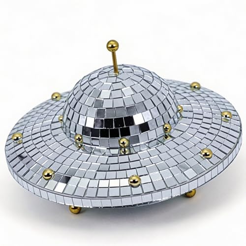 UFO-Shaped Disco Ball Home Decor - Mirror Decorations for Table, Party, Bar, Indoor & Outdoor - 8 x 6 Inch - Variation: Ufo