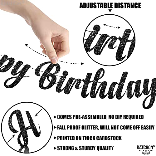 Black Glitter Birthday Banner 10 Feet - Prestrung Celebration Decor
