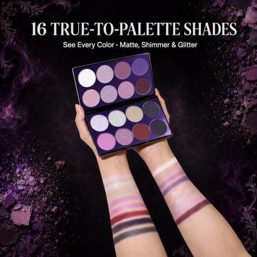 Purple Eyeshadow Palette - 16 Color Makeup for Halloween & Gothic Looks - Variation: Purple