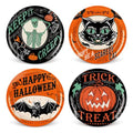 Vintage Halloween Paper Plates 40 Pack - Black Cat Pumpkin Skeleton 9 Inch Party Tableware with Variation: Vintage Halloween