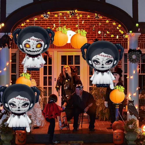 Halloween Foil Balloon Set with Horror Doll Designs for Party Decorations