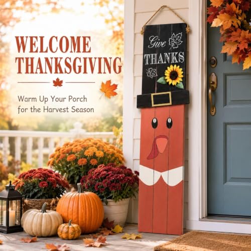 Reversible Halloween Thanksgiving Porch Sign - Orange | Farmhouse Fall Decor