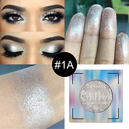 White Silver Glitter Eyeshadow - Highly Pigmented Long Lasting Sparkly Eye Makeup