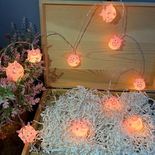 Pig String Lights 1.65m 10LED Fly Pig Shape Fairy Night Light for Kids & Holiday Decor