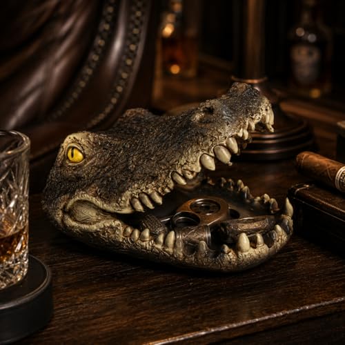Alligator Head Desk Organizer with Ashtray - Creative Resin Home & Office Decor - Design 2