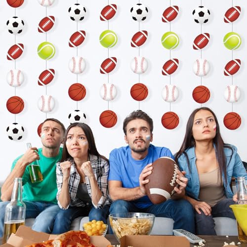 Sports Party Decorations Garland - 8 Paper Banners with Sport Variation