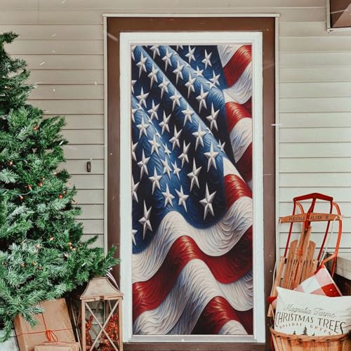 American Flag Door Cover 32x79 Inches - Festive Holiday & Party Decor