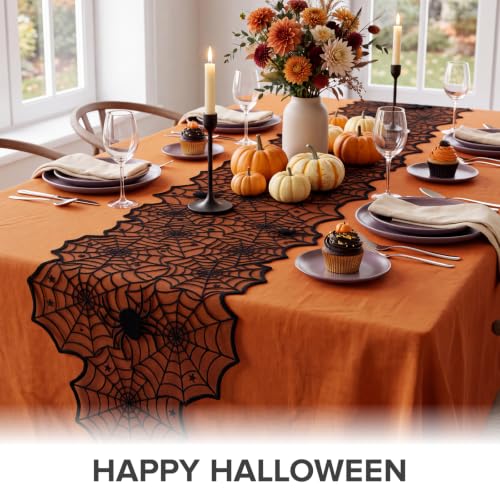 Halloween Table Runner 72x18 Inches Spooky Web & Spider Design for Dining Decor