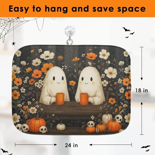 Halloween Ghost Absorbent Dish Drying Mat 18 x 24 Inches Kitchen Accessory - Cute Ghost Variation