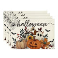 Set of 4 Halloween Spider Web Ghost Placemats 12x18 Inches - Vibrant Decor