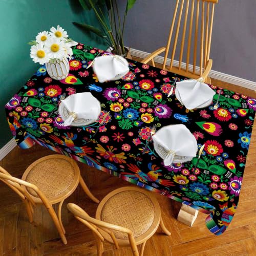 Hexagram Mexican Stripe Tablecloth 52x70 Inch Rectangular - Colorful Home Decor