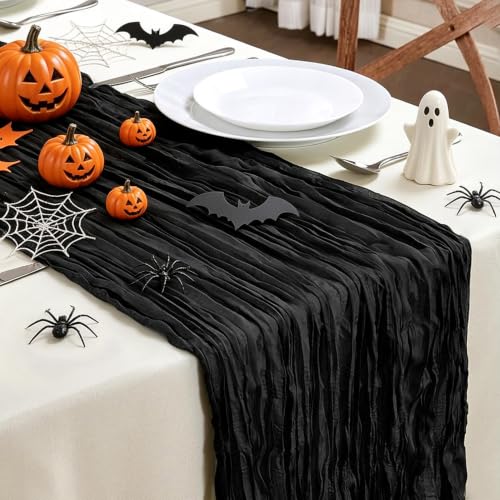 Black Cheesecloth Table Runner Set - 6 Pack 10FT Boho Rustic Decor