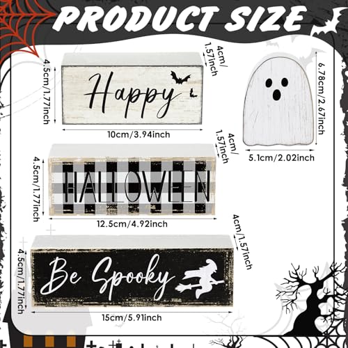 Halloween Ghost Tiered Tray Decorations - Farmhouse Wooden Sign Set
