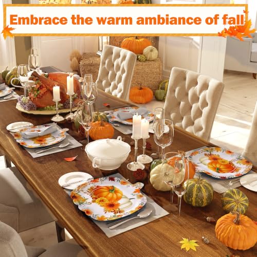 Kochorie 100-Pack 9-Inch Pumpkin-Shaped Thanksgiving Plates - Bulk Fall Tableware
