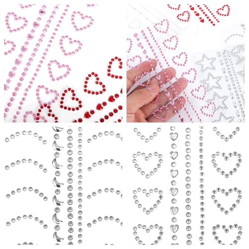 Self-Adhesive Face Gems Set with Tweezers for Makeup & Body Decoration
