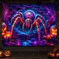 Neon Spider Halloween Banner - 71x91 Inches Polyester, Party Decor, Spooky Yard Display