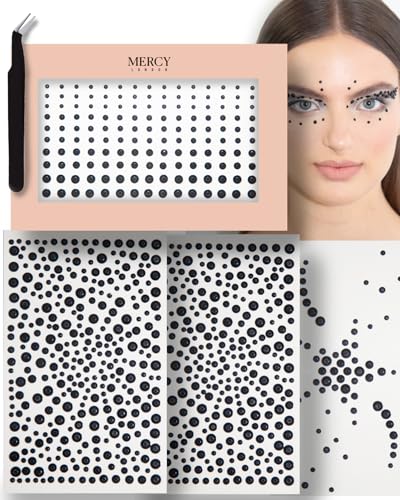 Black Self-Adhesive Rhinestone Stickers for Face and Body Bedazzling - 4 Sheets