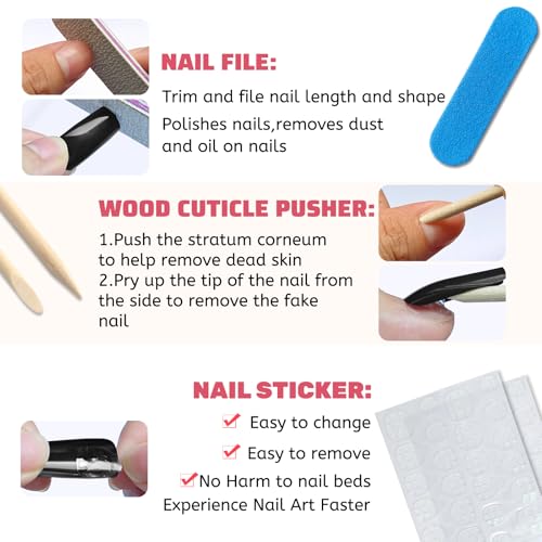 Black Square Press On Nails Medium Length 120Pcs with Glue & Tools - Variation of THIS listing