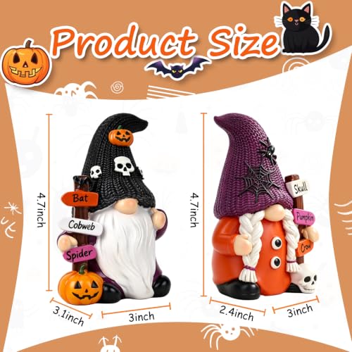 Halloween Gnome Decorations Set - 2 PCS Holiday Collectible Figurines - Variation of Halloween Gnomes