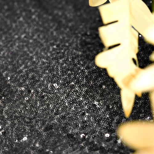 Black Sequin Round Tablecloth 120 Inch for Parties & Events - Black / 120"