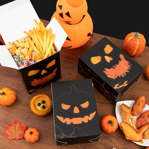 Halloween Treat Boxes Skeleton & Pumpkin Design, Large Candy & Cookie Containers - 20 Pack