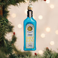Gin Bottle Glass Blown Ornament - Handcrafted Holiday Decoration, Adult Beverages Collection