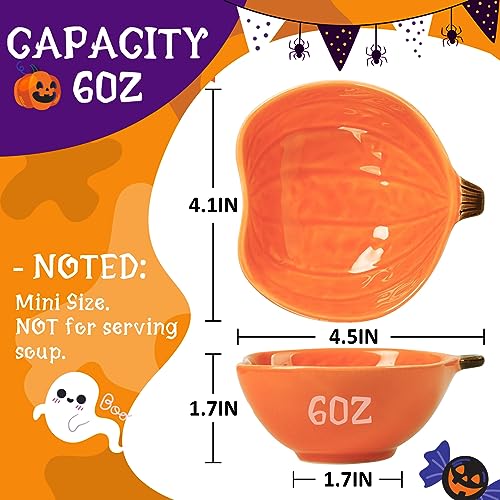 Mini Pumpkin Ramekins Set of 4 - Oven Safe Ceramic Bowls for Baking & Serving